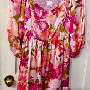 Sugarlips Pink and Green Floral Dress